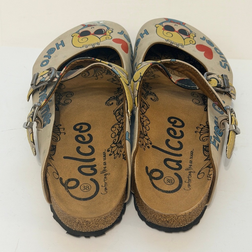Calceo Goby 'Every Girl Is A Super Hero' Clogs/Mules Shoes Size 38 US 7.5 - Picture 2 of 16
